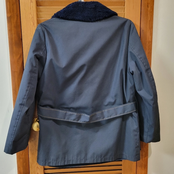 Vintage Lee Wald Coat Belted Faux Fur Lined Blue Weatherpal Winter Jacket 38 / L - Picture 5 of 7